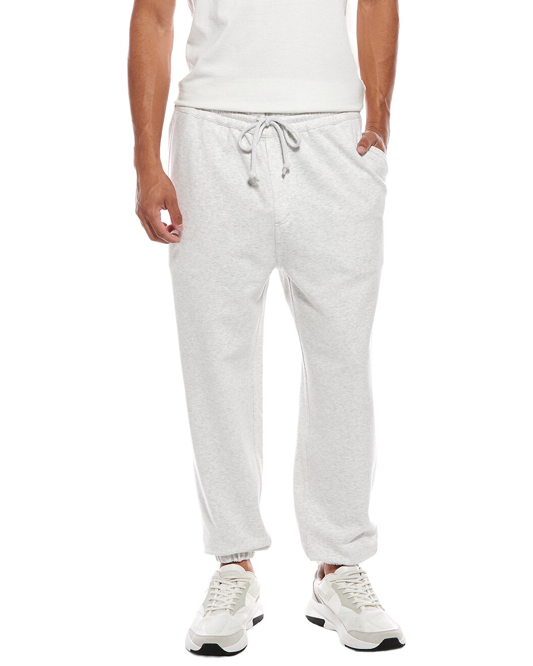 BRUNELLO CUCINELLI MEN'S LIGHT GREY COTTON BLEND SWEATPANTS