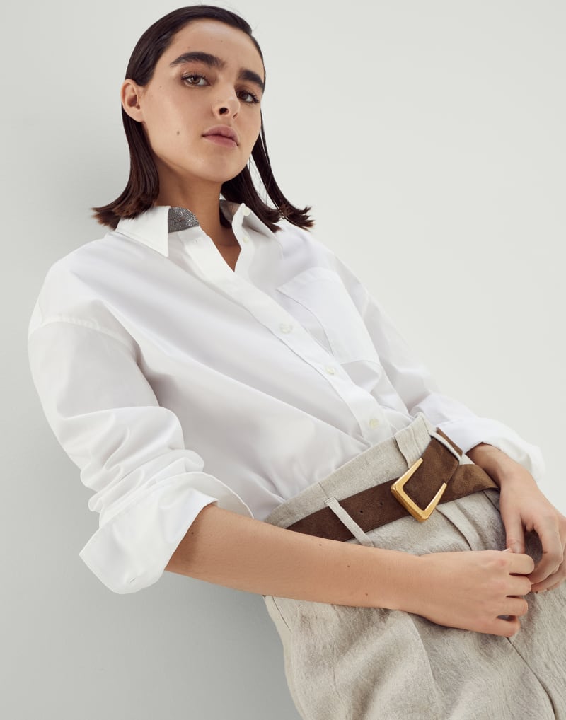 BRUNELLO CUCINELLI WOMEN'S WHITE COTTON BUTTON DOWN SHIRT