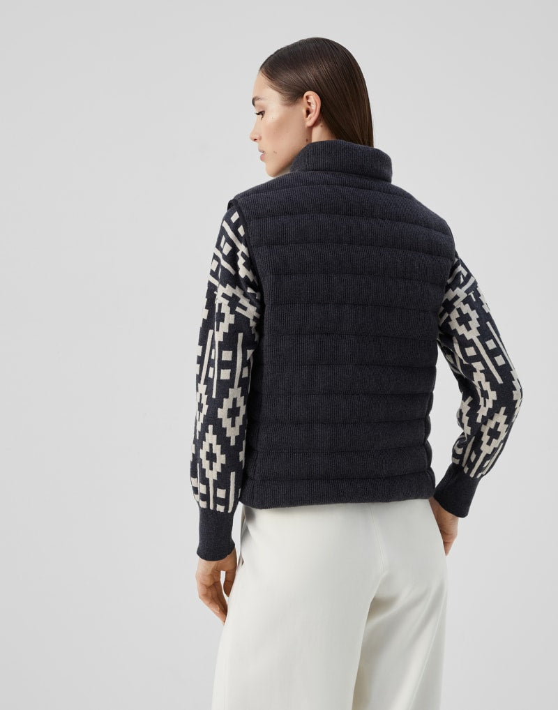 BRUNELLO CUCINELLI WOMEN'S BLACK STONE WOOL QUILTED JACKET