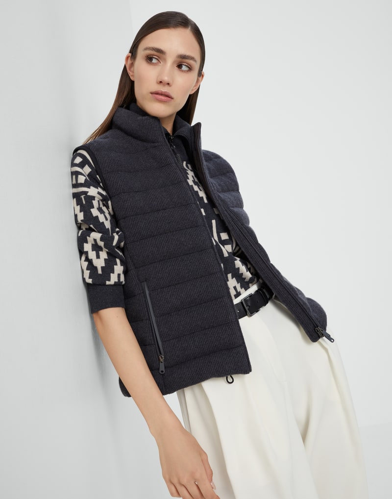 BRUNELLO CUCINELLI WOMEN'S BLACK STONE WOOL QUILTED JACKET