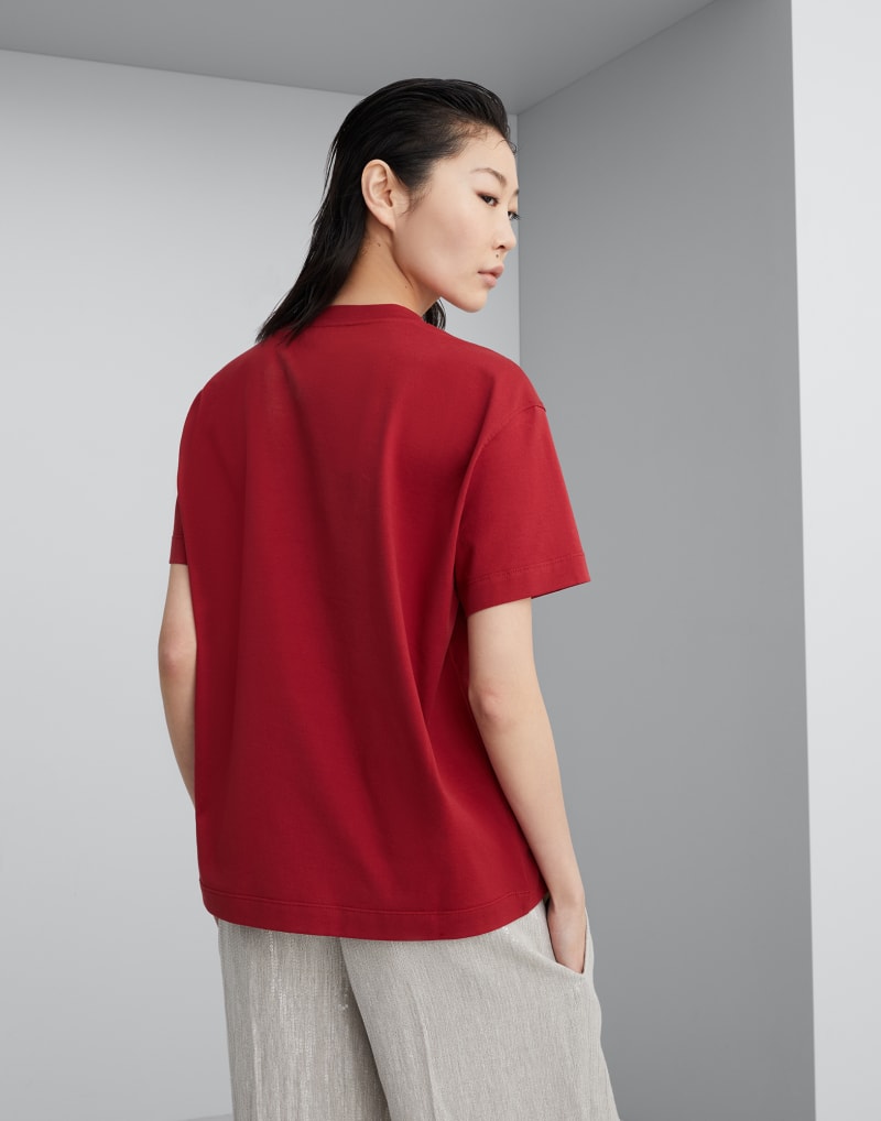 BRUNELLO CUCINELLI WOMEN'S RED RELAXED COTTON SHIRT