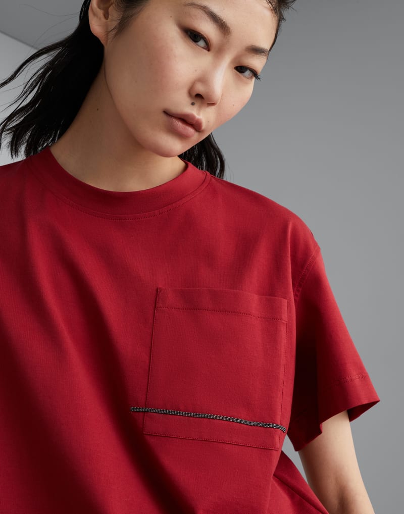 BRUNELLO CUCINELLI WOMEN'S RED RELAXED COTTON SHIRT