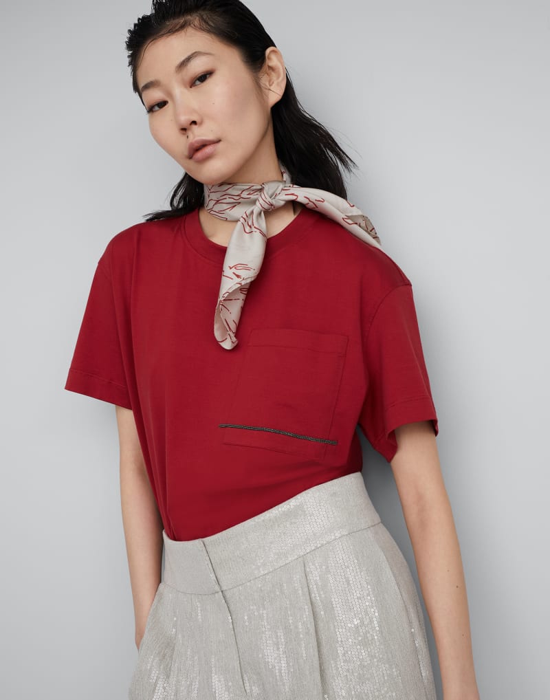 BRUNELLO CUCINELLI WOMEN'S RED RELAXED COTTON SHIRT