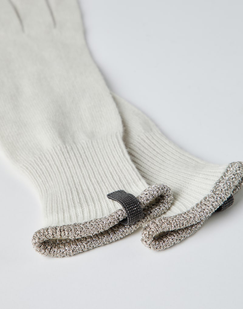 BRUNELLO CUCINELLI WOMEN'S ICE WHITE WOOL KNIT GLOVES
