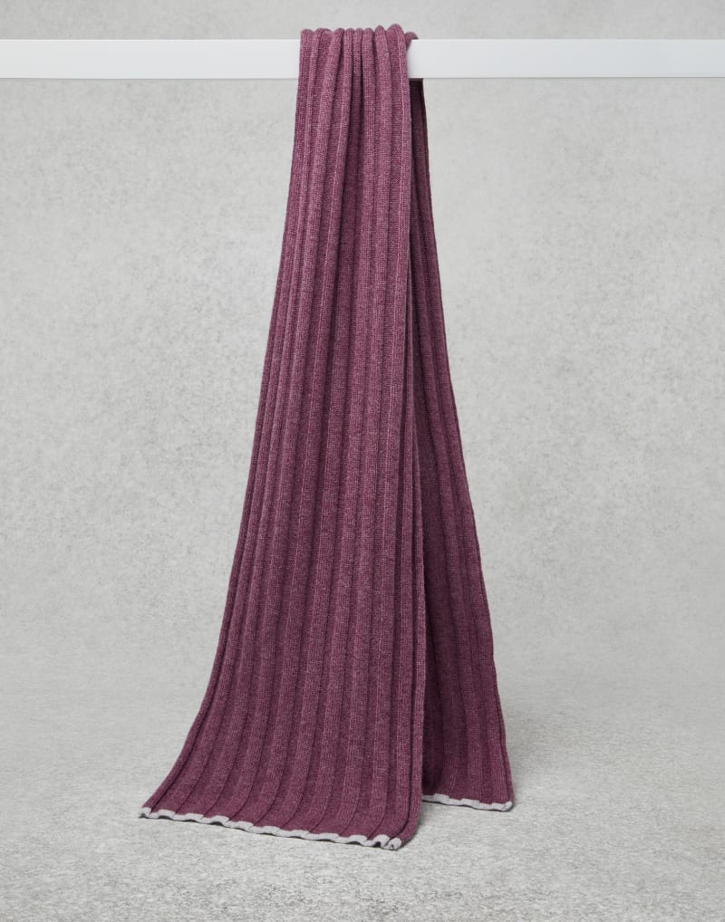 BRUNELLO CUCINELLI MEN'S GRAPE WOOL RIBBED SCARF