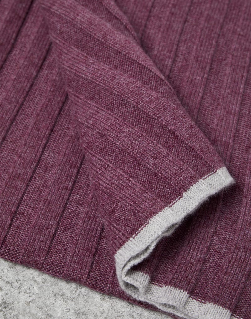 BRUNELLO CUCINELLI MEN'S GRAPE WOOL RIBBED SCARF