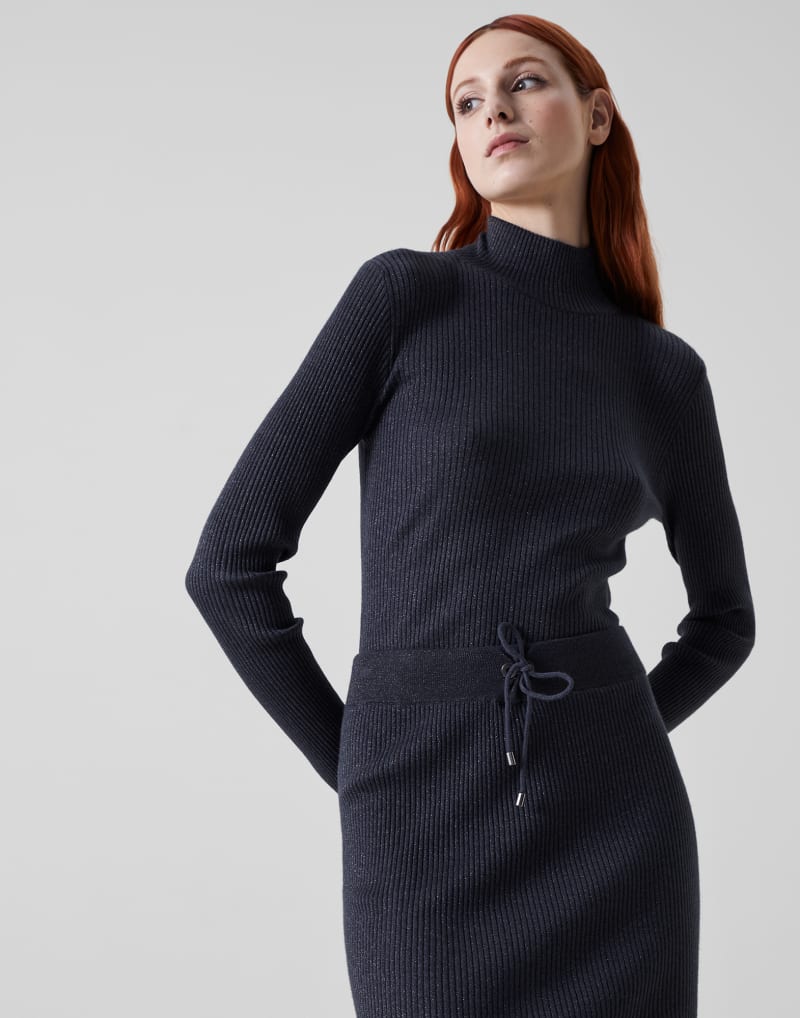 BRUNELLO CUCINELLI WOMEN'S NIGHT SKY WOOL SILK KNIT MIDI SKIRT