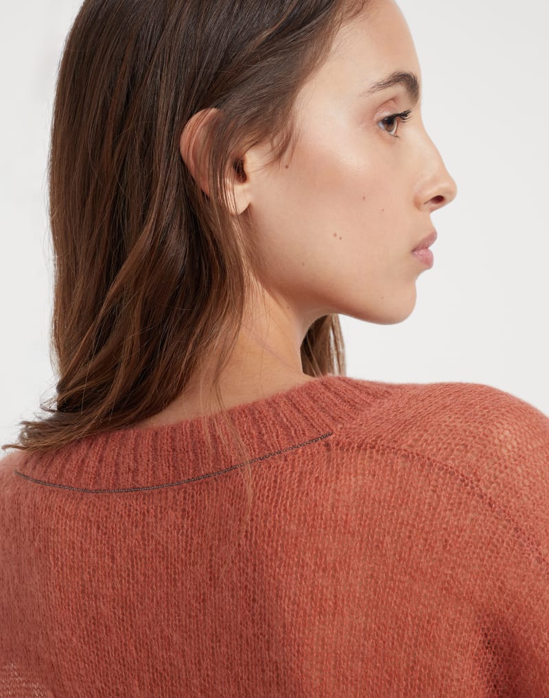BRUNELLO CUCINELLI WOMEN'S RUST WOOL MOHAIR SWEATER