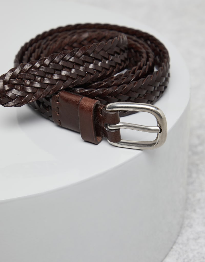 BRUNELLO CUCINELLI MEN'S MOORS HEAD BRAIDED LEATHER BELT