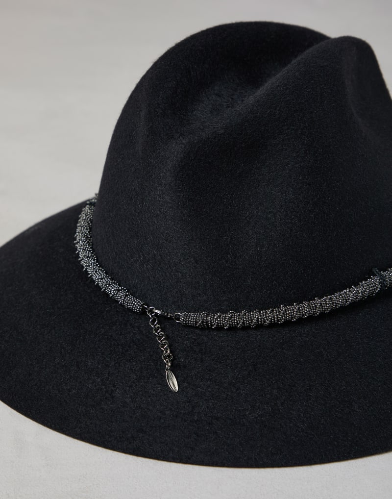 BRUNELLO CUCINELLI WOMEN'S BLACK FELT WIDE BRIM HAT