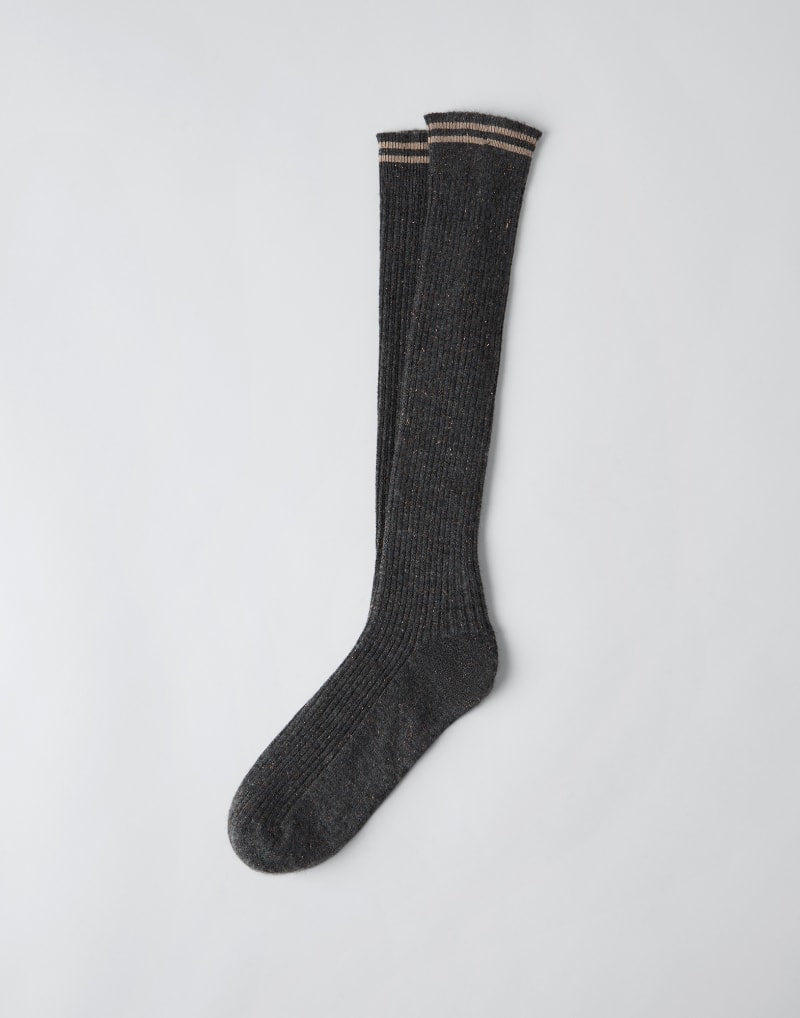 BRUNELLO CUCINELLI WOMEN'S LIGNITE WOOL BLEND KNEE HIGH SOCKS