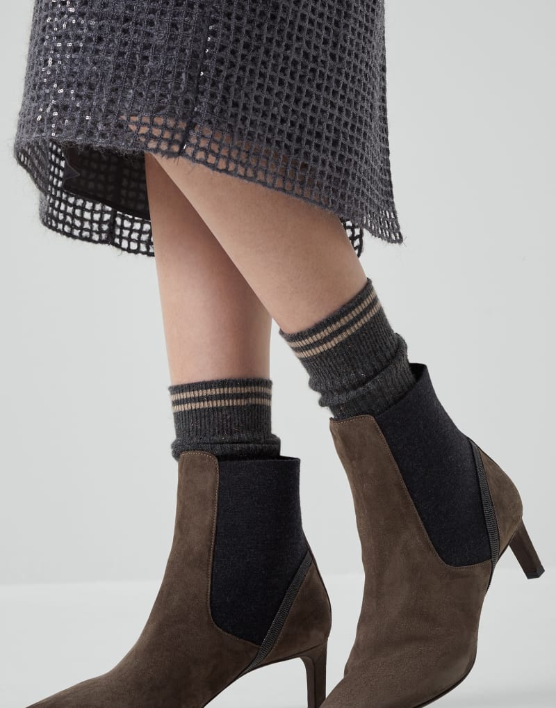 BRUNELLO CUCINELLI WOMEN'S LIGNITE WOOL BLEND KNEE HIGH SOCKS