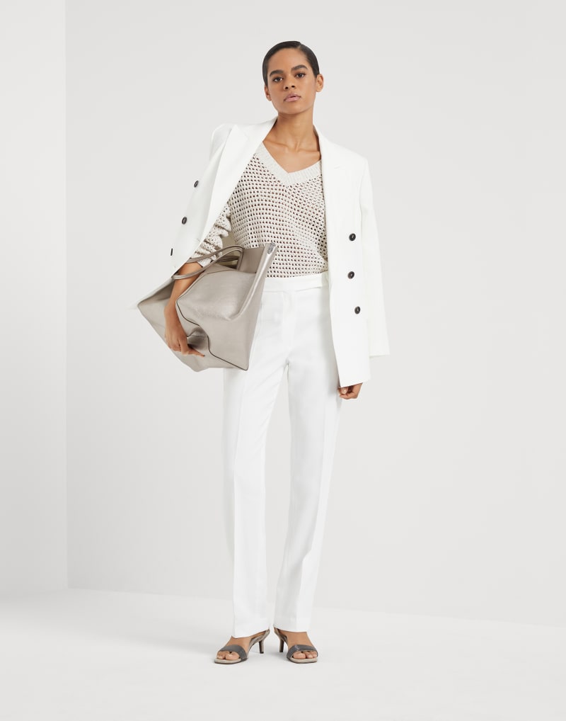 BRUNELLO CUCINELLI WOMEN'S OFF WHITE TAILORED TROUSERS