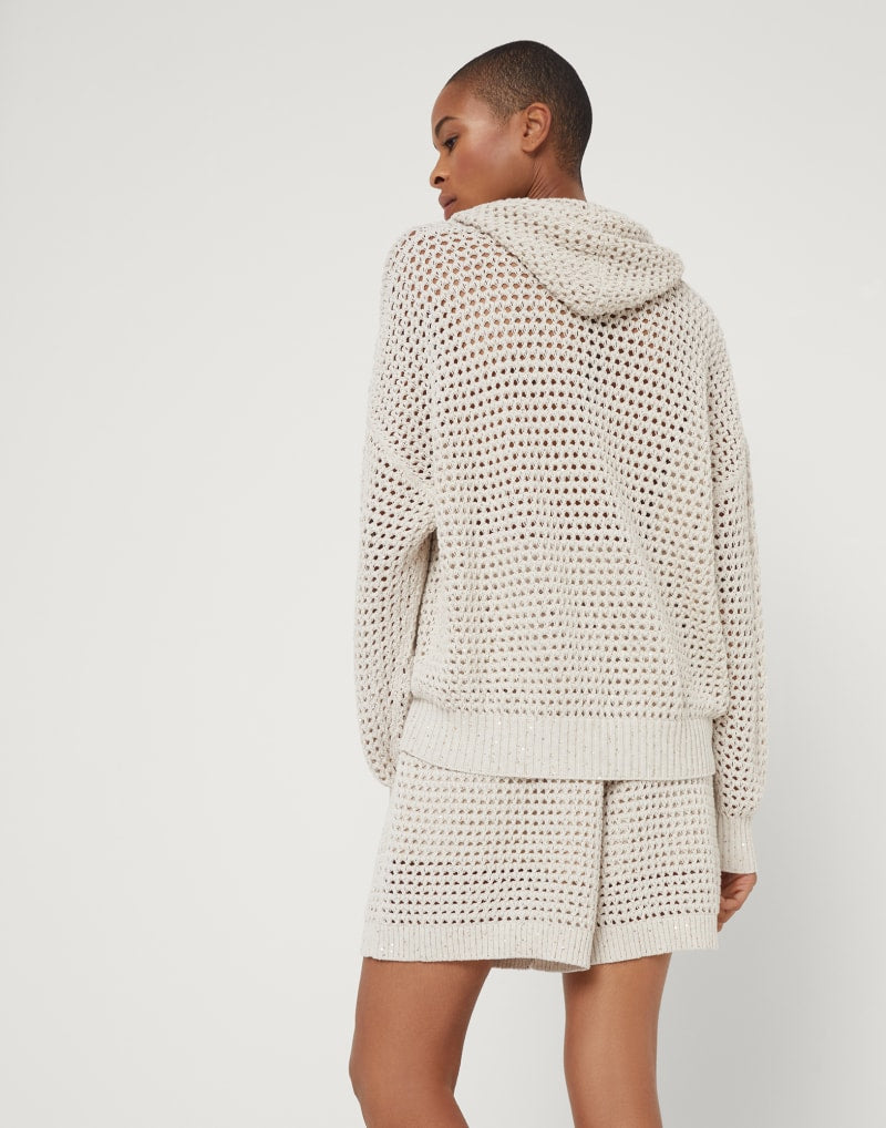 BRUNELLO CUCINELLI WOMEN'S LIGHT BEIGE OPENWORK SWEATER