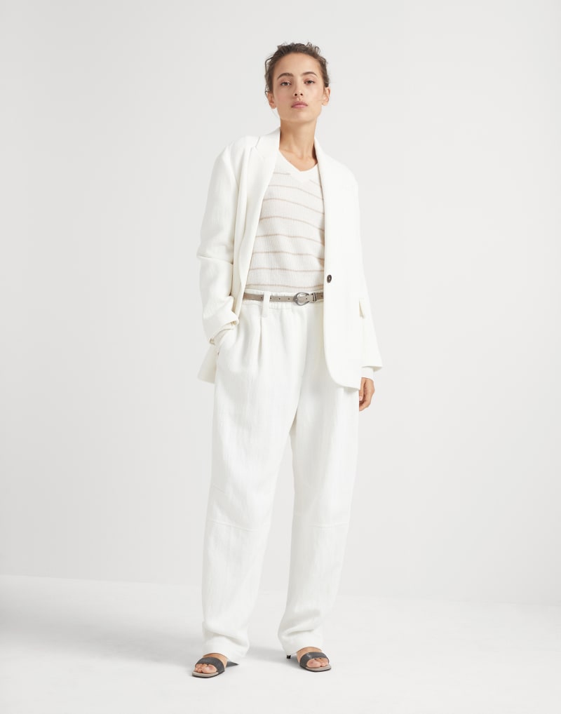 BRUNELLO CUCINELLI WOMEN'S OFF WHITE STRIPED SWEATER