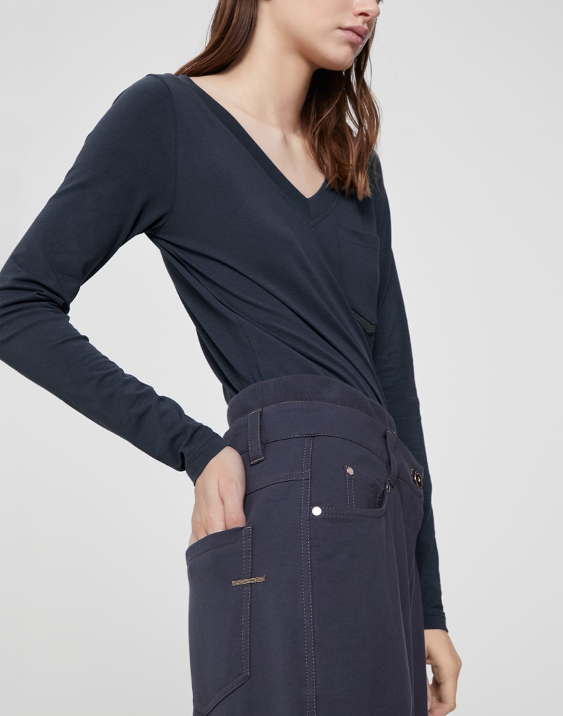 BRUNELLO CUCINELLI WOMEN'S DARK GREY WIDE LEG TROUSERS