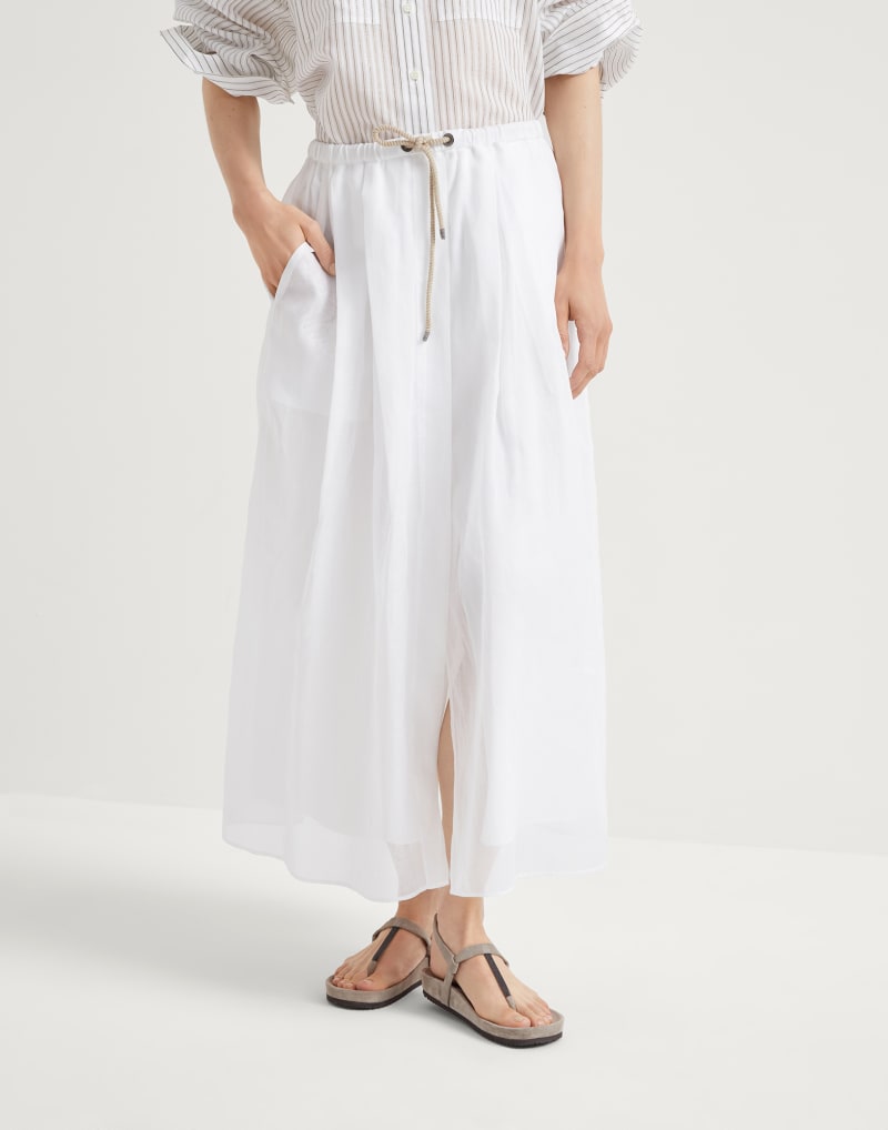 BRUNELLO CUCINELLI WOMEN'S WHITE DRAWSTRING MIDI SKIRT