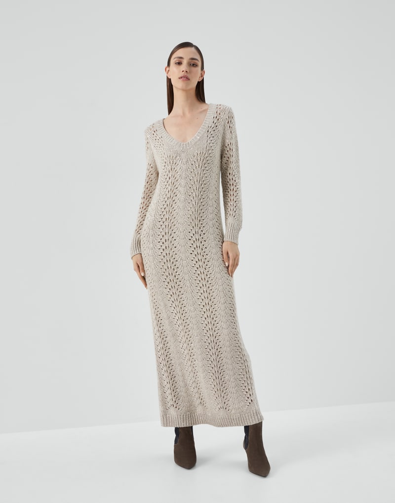 BRUNELLO CUCINELLI WOMEN'S FEATHER STRACCIATELLA KNIT MAXI DRESS