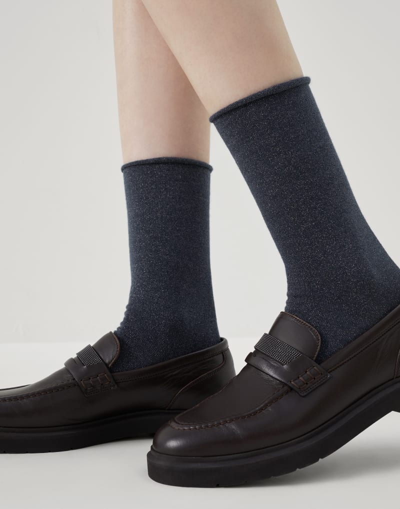 BRUNELLO CUCINELLI WOMEN'S DARK BLUE WOOL BLEND SOCKS