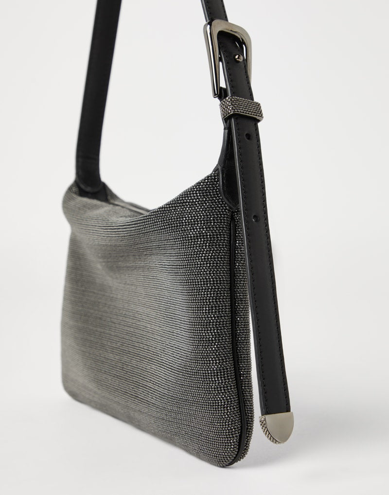 BRUNELLO CUCINELLI WOMEN'S BLACK TEXTURED SHOULDER BAG