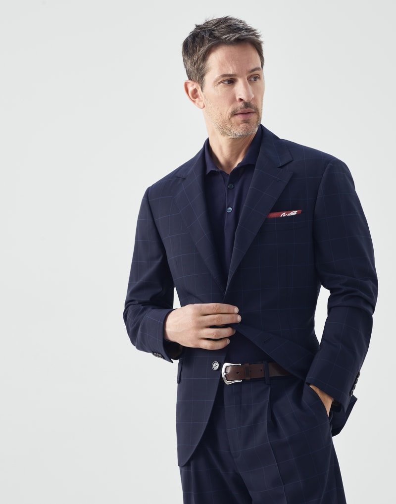 BRUNELLO CUCINELLI MEN'S NAVY WOOL TAILORED JACKET