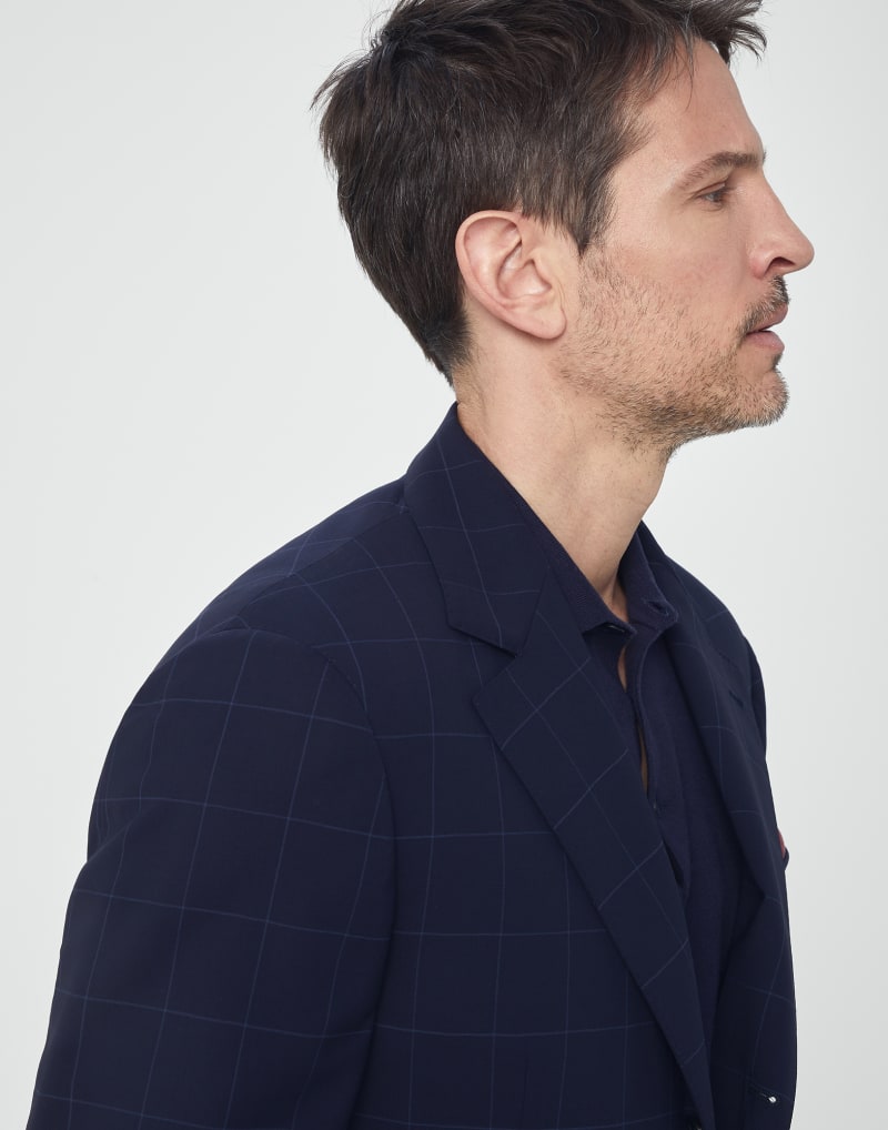 BRUNELLO CUCINELLI MEN'S NAVY WOOL TAILORED JACKET