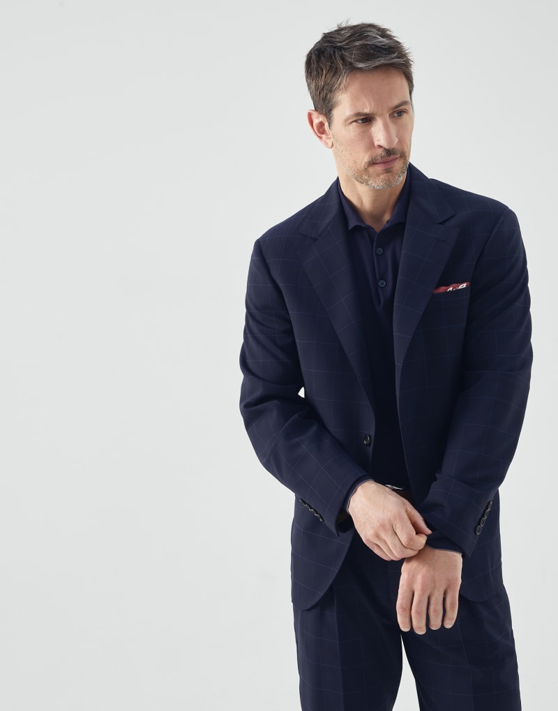 BRUNELLO CUCINELLI MEN'S NAVY WOOL TAILORED JACKET
