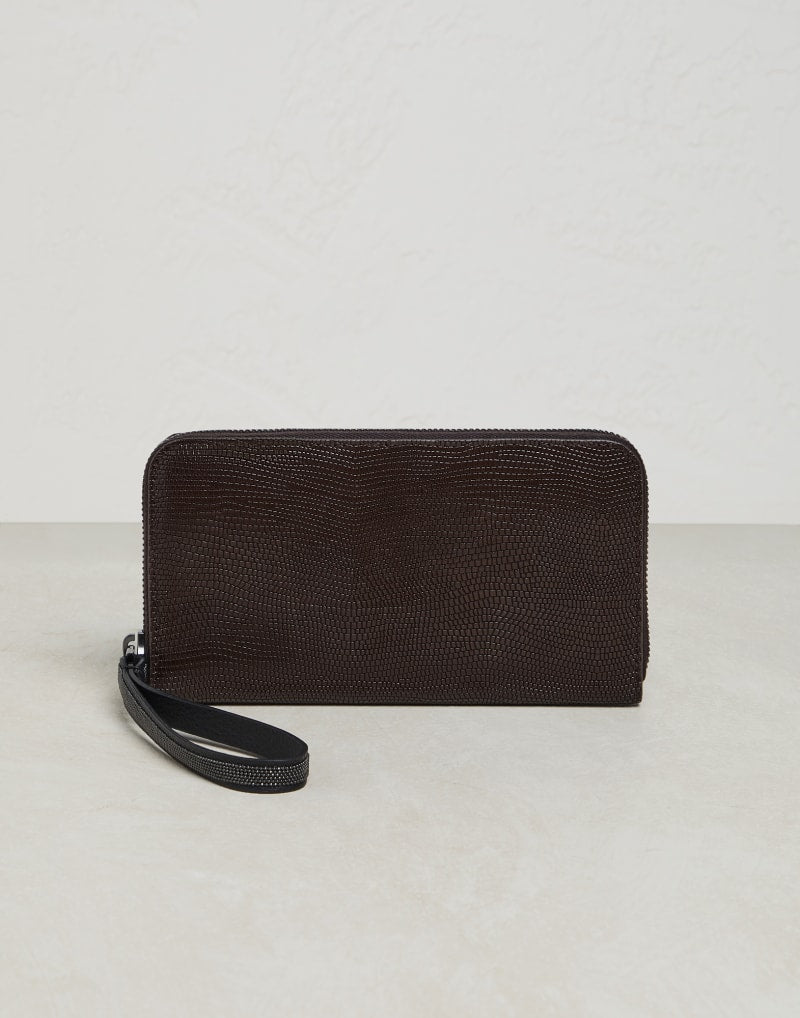 BRUNELLO CUCINELLI WOMEN'S DARK BROWN LEATHER WALLET