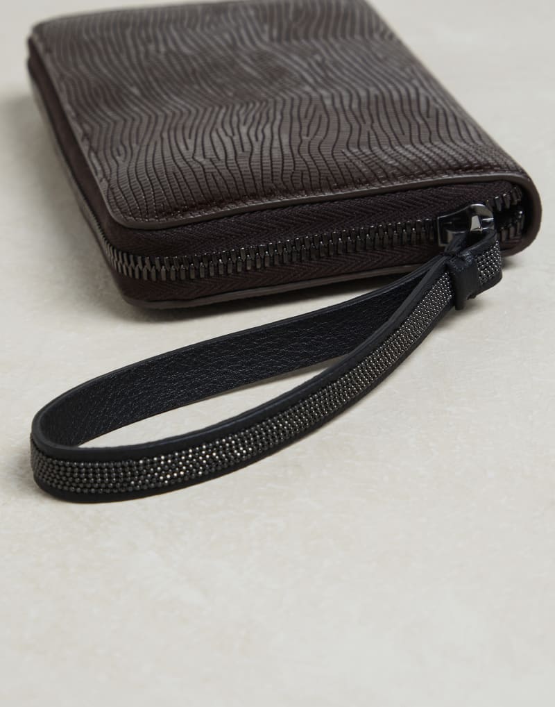 BRUNELLO CUCINELLI WOMEN'S DARK BROWN LEATHER WALLET