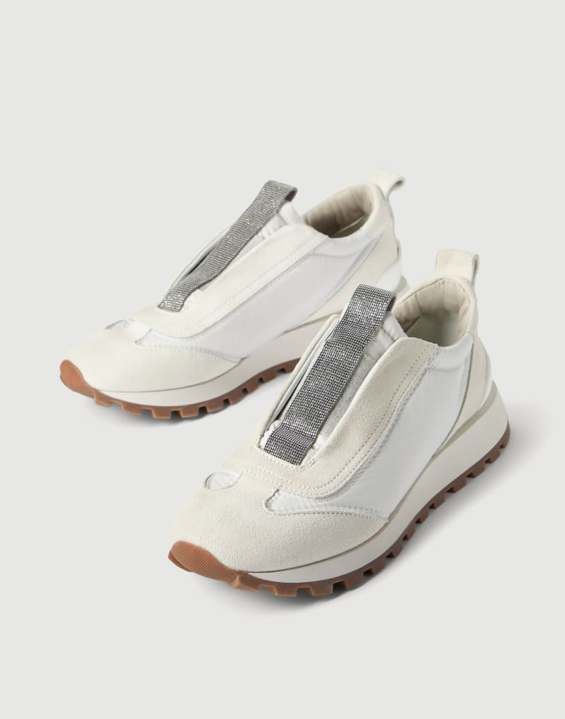 BRUNELLO CUCINELLI WOMEN'S BIANCO LEATHER SLIP ON SNEAKERS