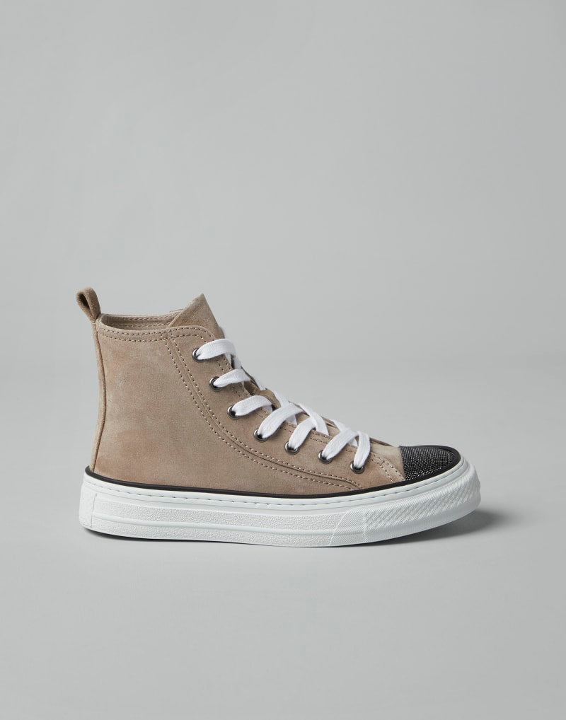 BRUNELLO CUCINELLI WOMEN'S BEIGE LEATHER HIGH TOP SHOES