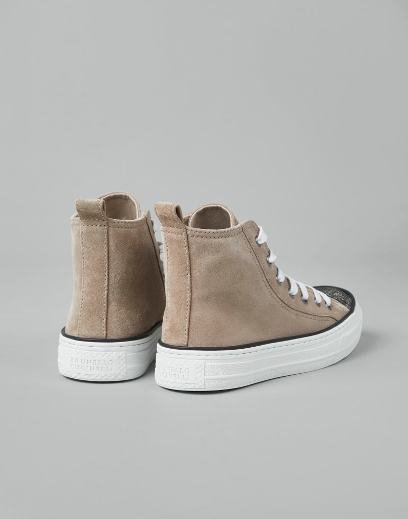 BRUNELLO CUCINELLI WOMEN'S BEIGE LEATHER HIGH TOP SHOES