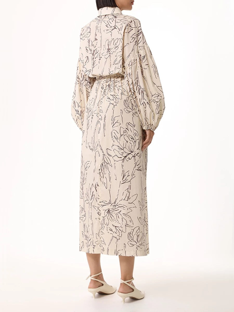 BRUNELLO CUCINELLI WOMEN'S CREAM FLORAL COTTON DRESS