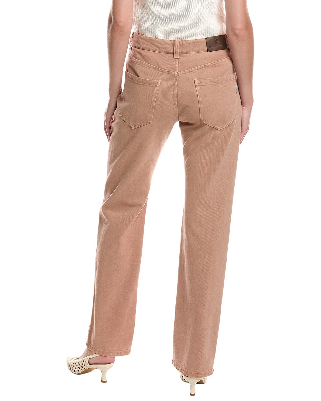 BRUNELLO CUCINELLI WOMEN'S LIGHT BROWN STRAIGHT TROUSERS