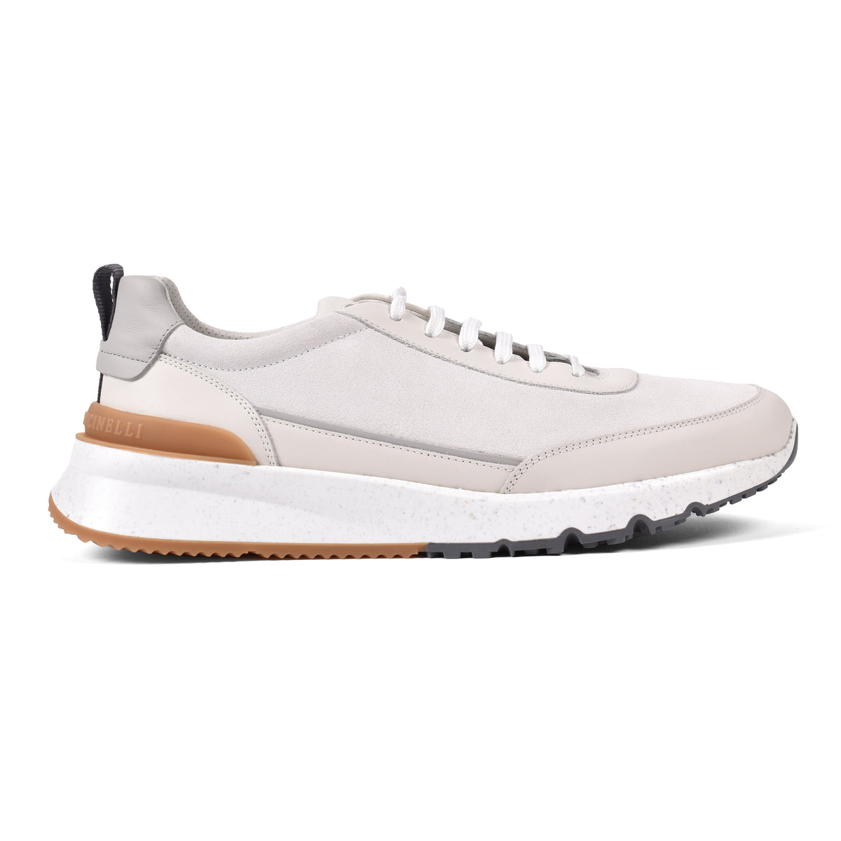 BRUNELLO CUCINELLI MEN'S OFF WHITE LEATHER SNEAKERS
