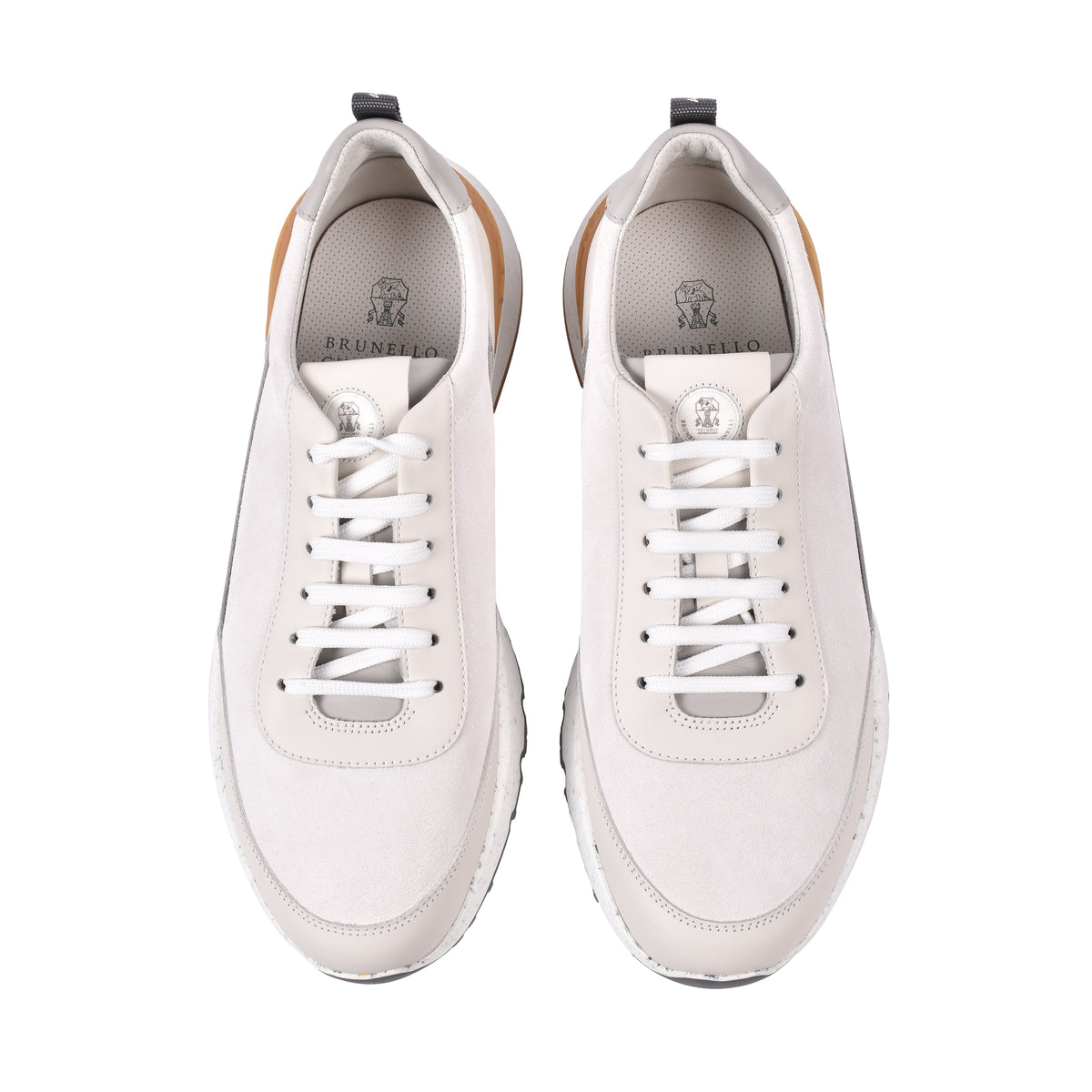 BRUNELLO CUCINELLI MEN'S OFF WHITE LEATHER SNEAKERS