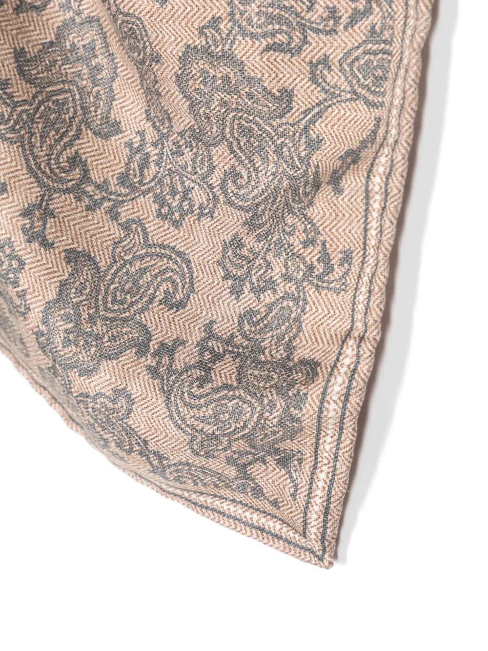 BRUNELLO CUCINELLI MEN'S BEIGE PAISLEY PATTERNED POCKETSQUARE