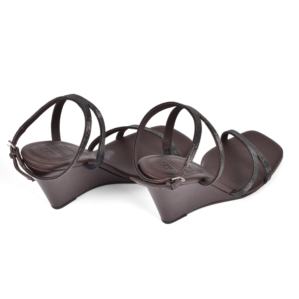BRUNELLO CUCINELLI WOMEN'S DARK BROWN LEATHER SANDALS