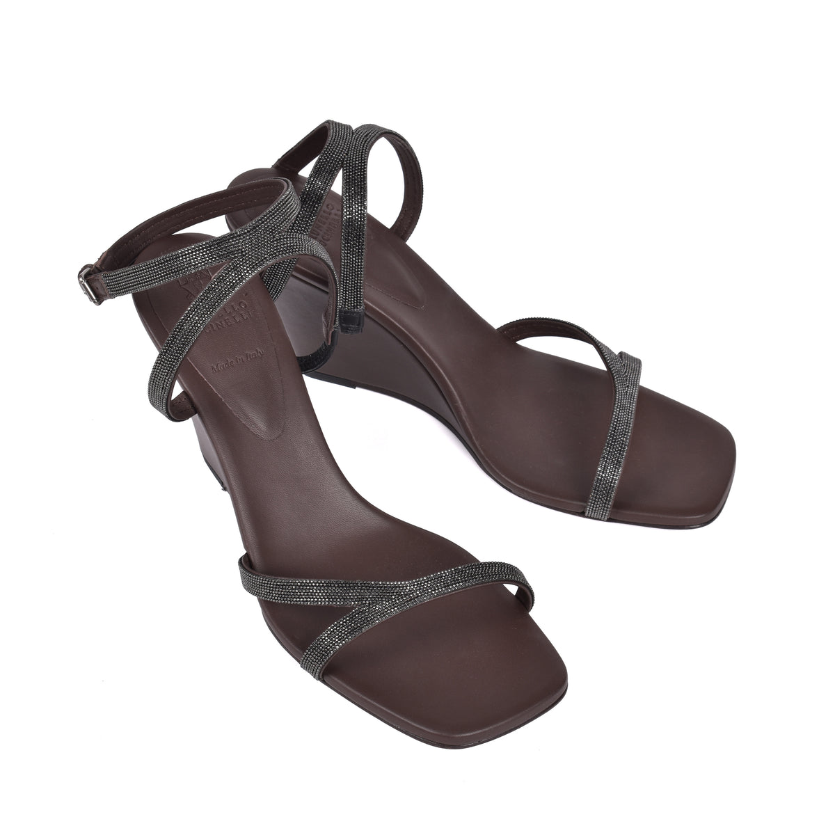 BRUNELLO CUCINELLI WOMEN'S DARK BROWN LEATHER SANDALS