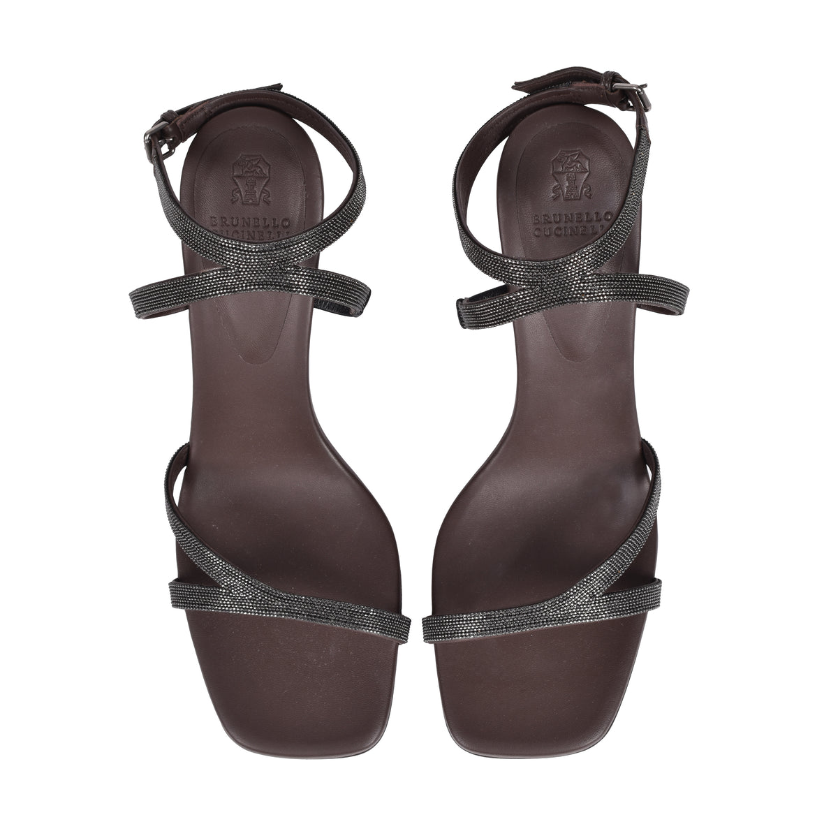 BRUNELLO CUCINELLI WOMEN'S DARK BROWN LEATHER SANDALS