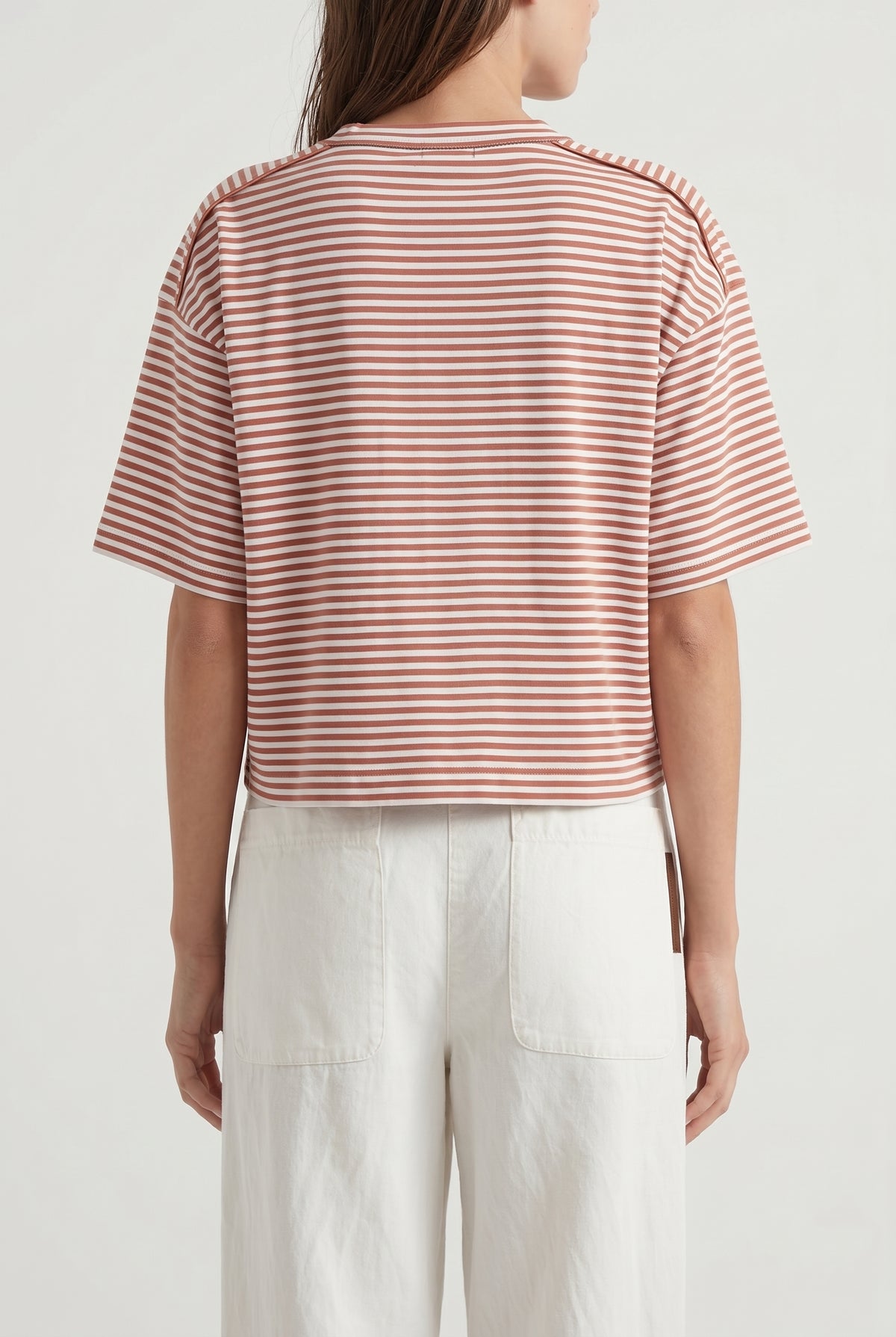 BRUNELLO CUCINELLI WOMEN'S RUST STRIPED RELAXED SHIRT