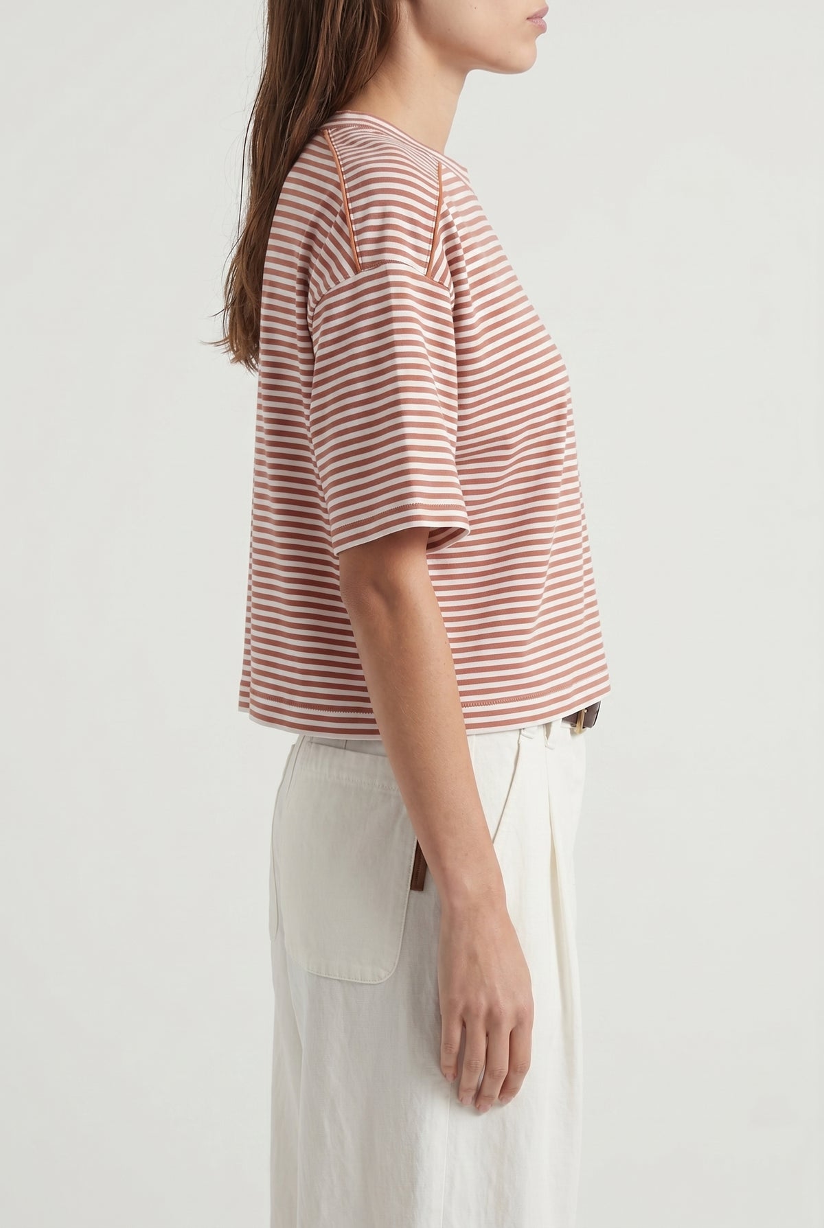 BRUNELLO CUCINELLI WOMEN'S RUST STRIPED RELAXED SHIRT