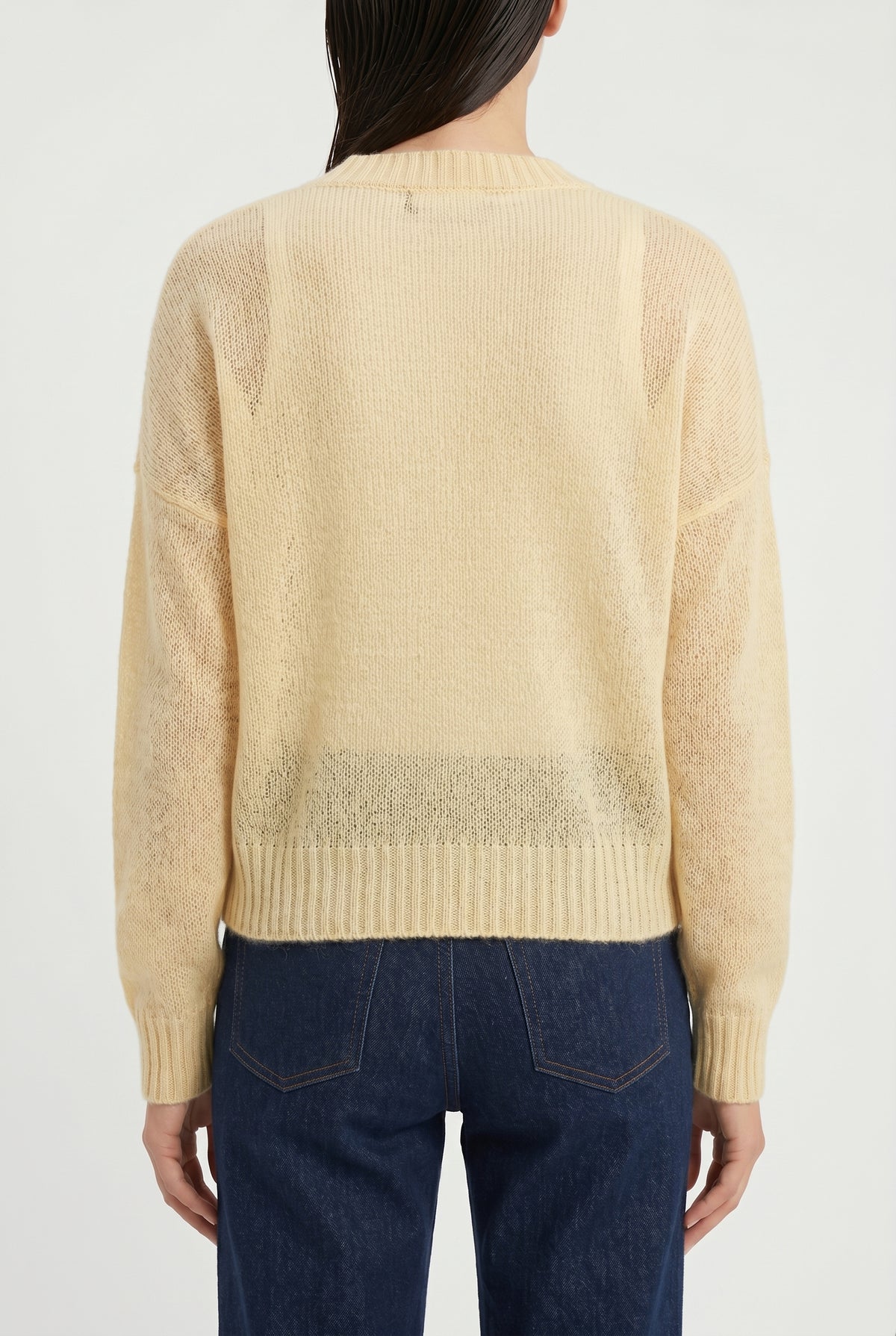 BRUNELLO CUCINELLI WOMEN'S LIGHT YELLOW WOOL BLEND SWEATER