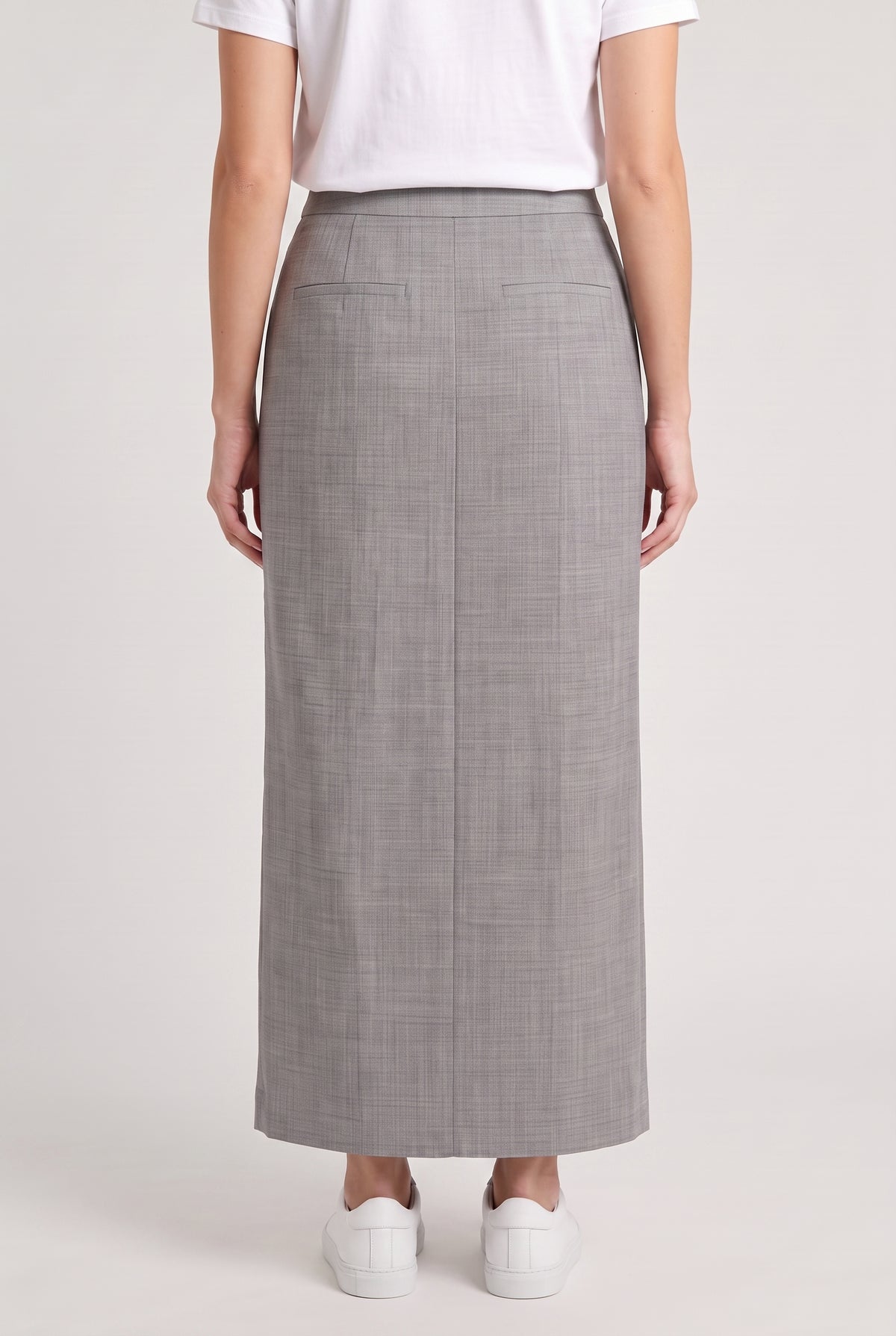 BRUNELLO CUCINELLI WOMEN'S LIGHT GREY WOOL PENCIL SKIRT