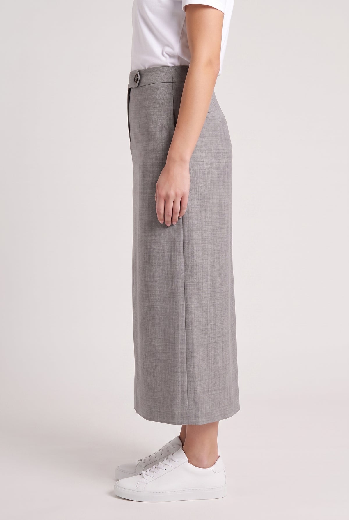 BRUNELLO CUCINELLI WOMEN'S LIGHT GREY WOOL PENCIL SKIRT