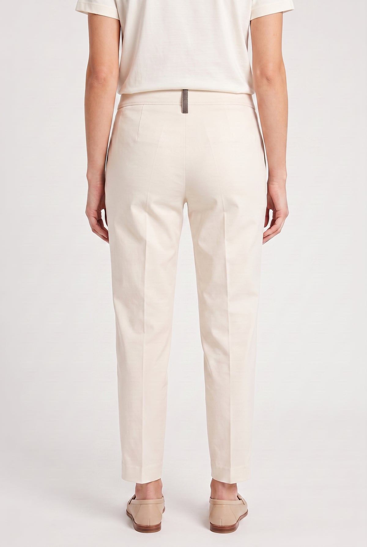 BRUNELLO CUCINELLI WOMEN'S LIGHT BEIGE TAILORED TROUSERS