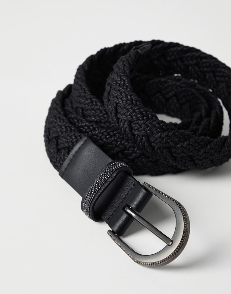 BRUNELLO CUCINELLI WOMEN'S BLACK BRAIDED COTTON BELT