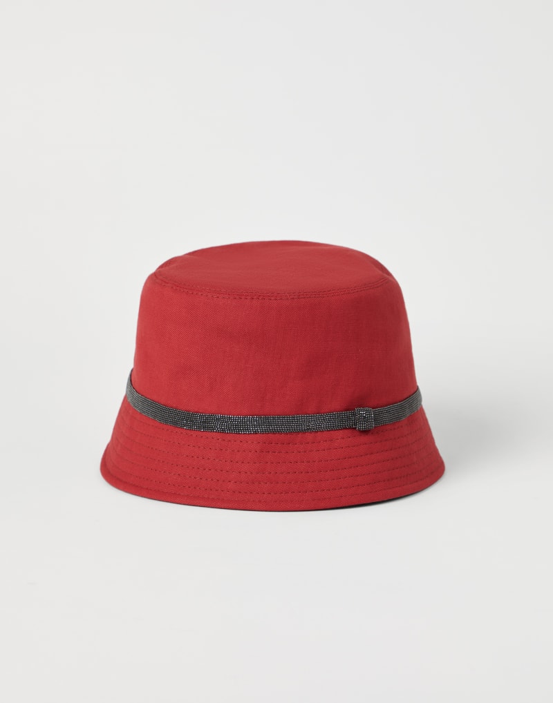 BRUNELLO CUCINELLI WOMEN'S RED LINEN BLEND BUCKET HAT