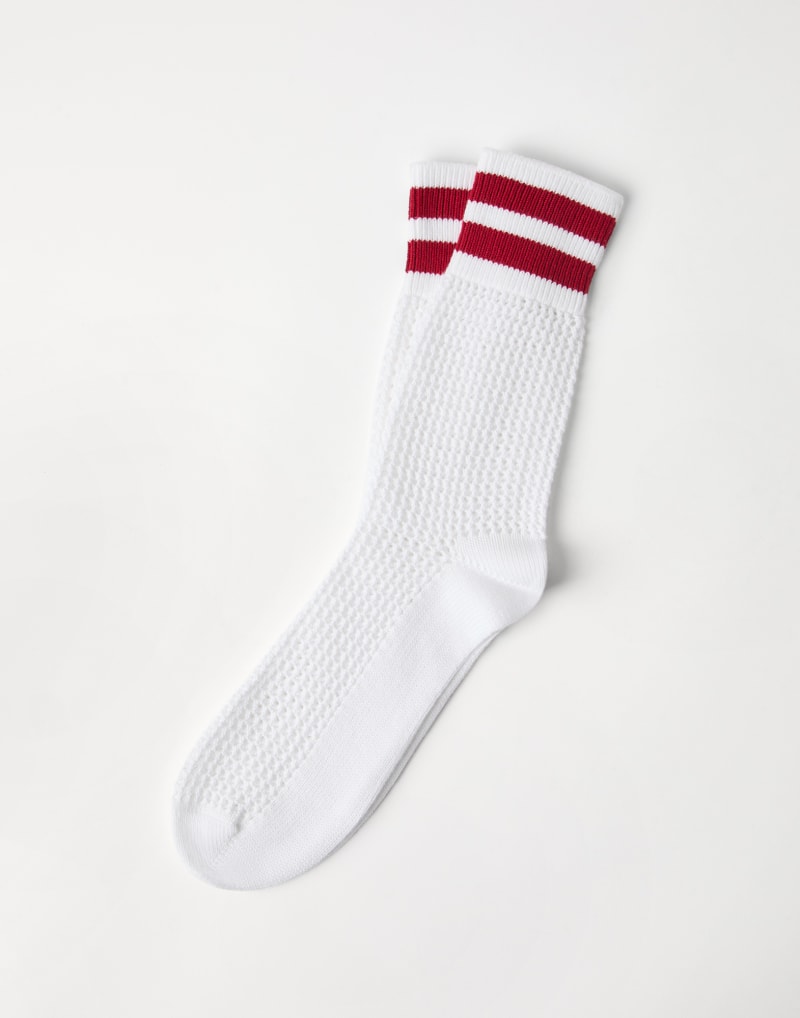 BRUNELLO CUCINELLI WOMEN'S WHITE RED STRIPED SOCKS