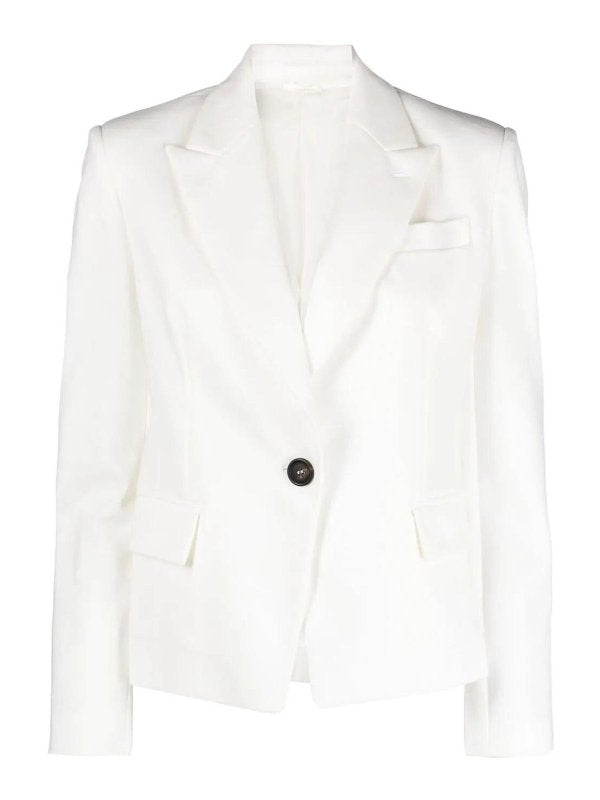 BRUNELLO CUCINELLI WOMEN'S WHITE TAILORED COTTON JACKET
